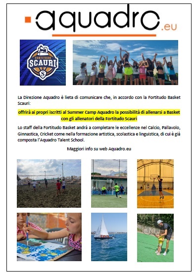 Aquadro School e Fortitudo Basket Scauri: insieme, per promuovere lo sport tra i giovani del territorio
